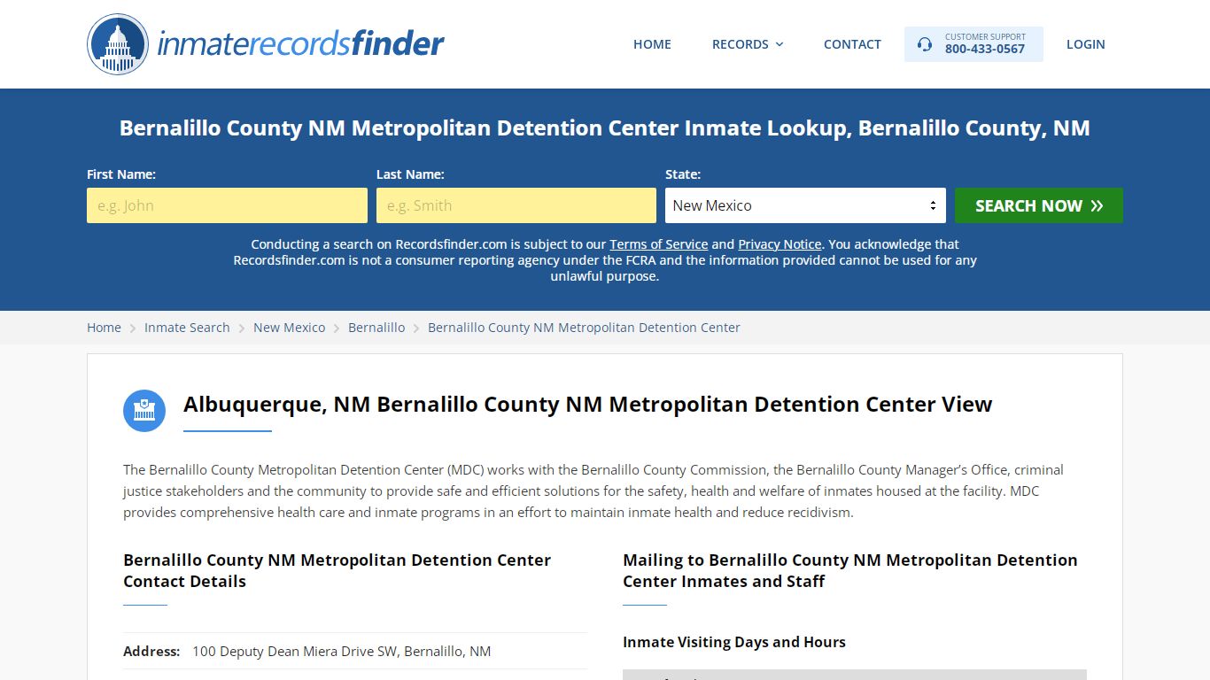 Bernalillo County NM Metropolitan Detention Center Inmate ...