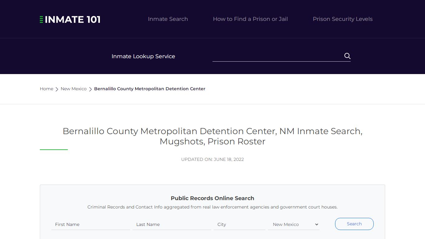 Bernalillo County Metropolitan Detention Center, NM Inmate ...